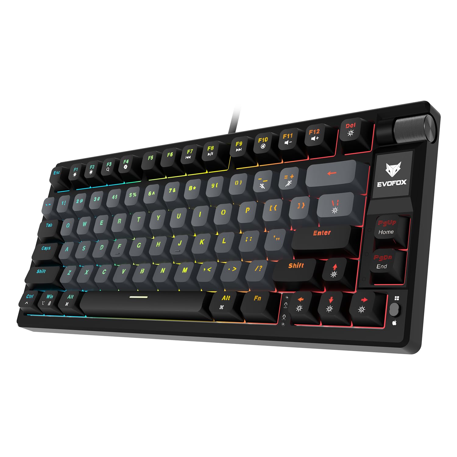 EvoFox Ronin TKL Wired Mechanical Gaming Keyboard | Gasket Sound Dampening Design, Outemu Red Silent Switches, Hot Swappable, Per-Key RGB, nKey Rollover, Volume Knob | Windows Software - Black