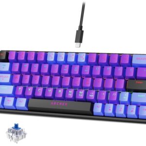 Archer Tech Lab Wired Mechanical Keyboard| 60% Compact, 63 Keys+ 26 Anti-Ghosting, Blue Switches Tactile Feedback, 17 RGB Effects, 50 Million Clicks for Laptop Mac PS4 PS5 Xbox (Astra M400)