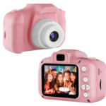 One Click in Kids Digital Camera with 3MP, HD 1080P, IPS Screen, Selfie Function, and Built-in Games Kids Boys & Girl (Pink)