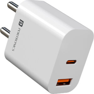 Portronics 20 W PD 3 A Wall Charger for Mobile (White)