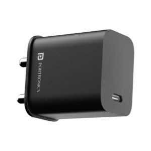 Portronics 20 W PD 3 A Wall Charger for Mobile (Black)