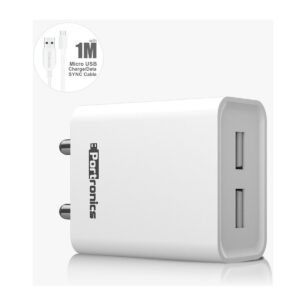 Portronics 12 W 2.4 A Dual Port Mobile Charger with Detachable Ca...more